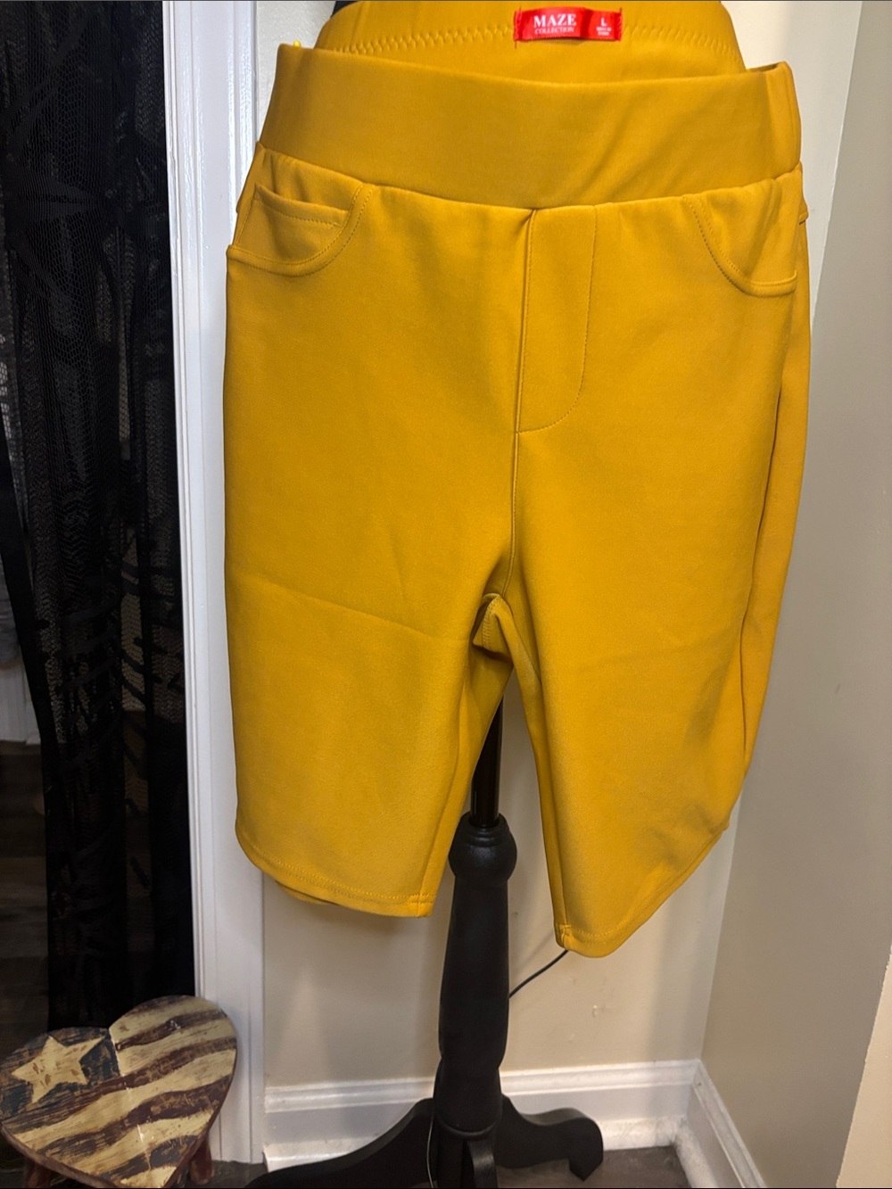 MAZE Women's Mustard High-Waist Bermuda Shorts